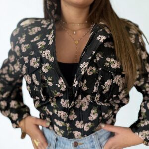 Bombers Noir À Fleurs